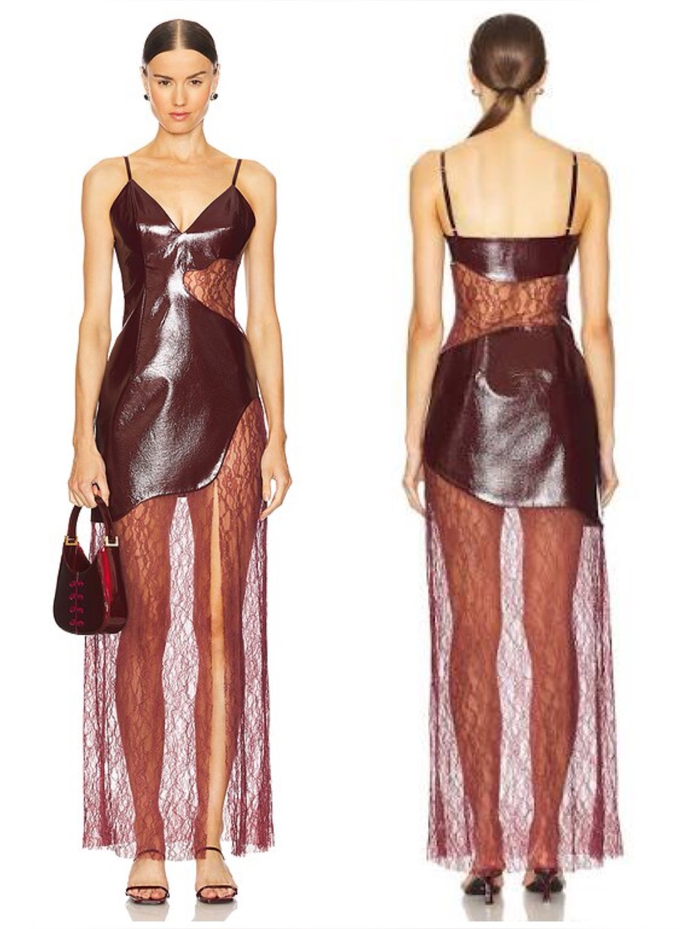 CEREN OCAK x Revolve Lace Detailed Dress in Burgundy Size L